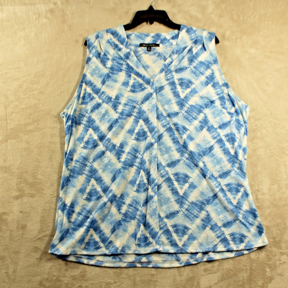 Lynn Ryan Womens Blouse Size 2XL Blue Pattern 100% Polyester